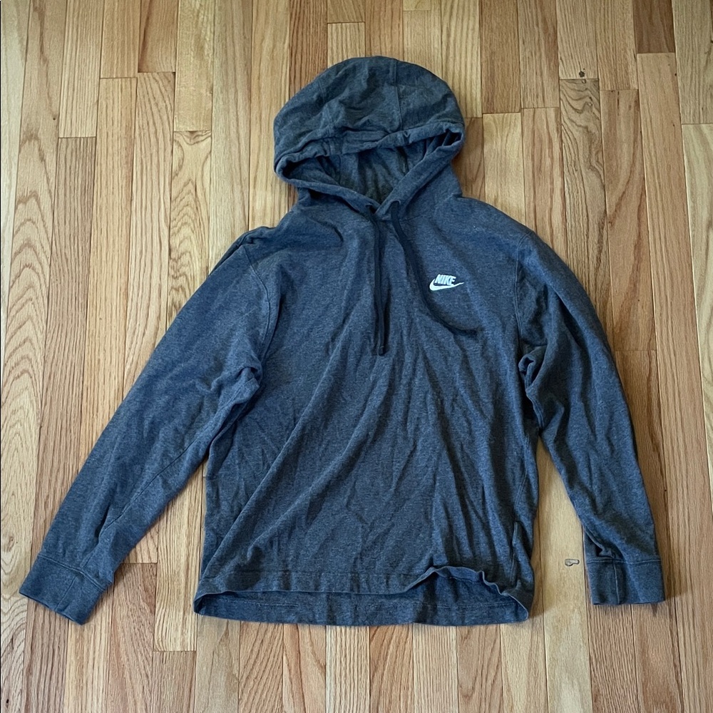 Nike Hoodie Womens Small Gray Swoosh Logo Pullover Sweatshirt Casual